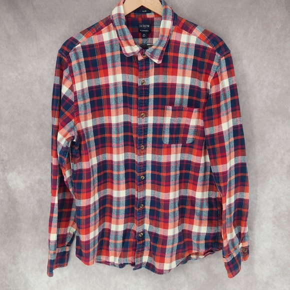 J Crew‎ Plaid Flannel Long Sleeve Shirt Mens XL Slim Fit Casual Button Up Hiking - Picture 1 of 4